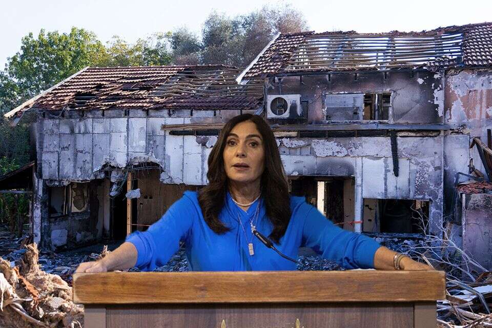 לפני כמה ימים גם היא חטפה. מירי רגב על רקע ההריסות בקיבוץ בארי , משה שי, אורן בן חקון