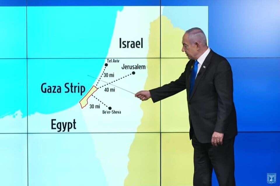 בנימין נתניהו בהצהרה לתקשורת הזרה בנושא ציר פילדלפי , לע"מ