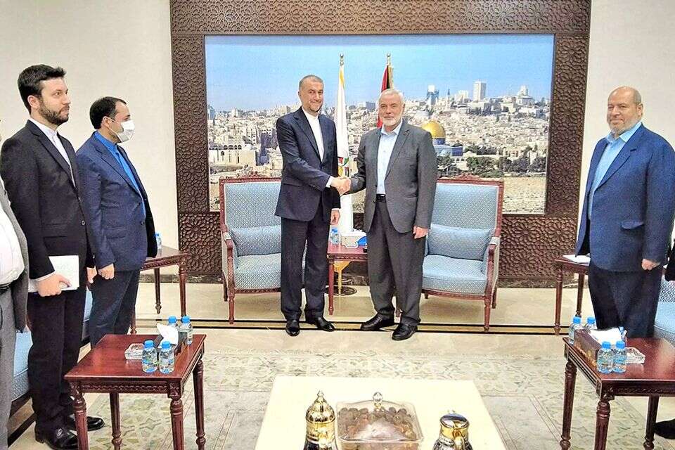 קטאר, 2023: הנייה בפגישה עם עבדאללהיאן, שר החוץ האיראני לשעבר , צילום: אי.אף.פי