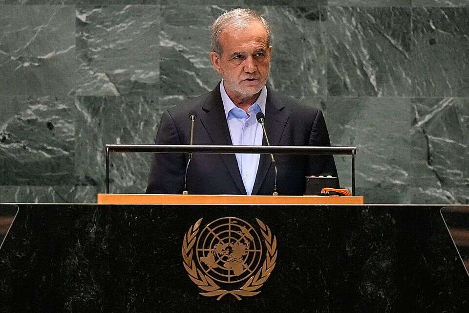 נשיא איראן פזשכיאן על בימת האו"ם , AP