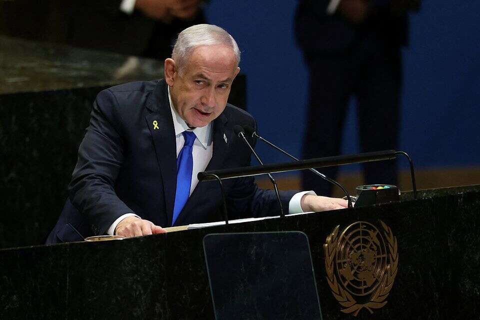 בנימין נתניהו תוקף בעצרת את האו"ם ואת בית הדין בהאג , רויטרס