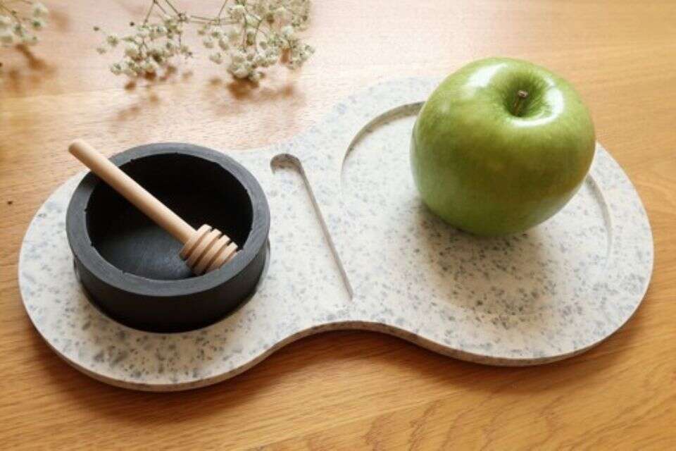 סט עם דוגמת טרצו להגשת תפוח בדבש, חנות מוזיאון ארץ ישראל תל אביב , GRACIELA NOEMI Designs