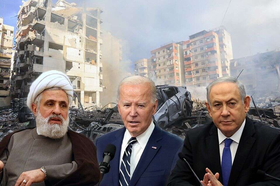 רה"מ נתניהו, הנשיא ביידן ומזכ"ל חיזבאללה נעים קאסם , אי.פי, רויטרס, גטי אימג'ס, אי.אף.פי