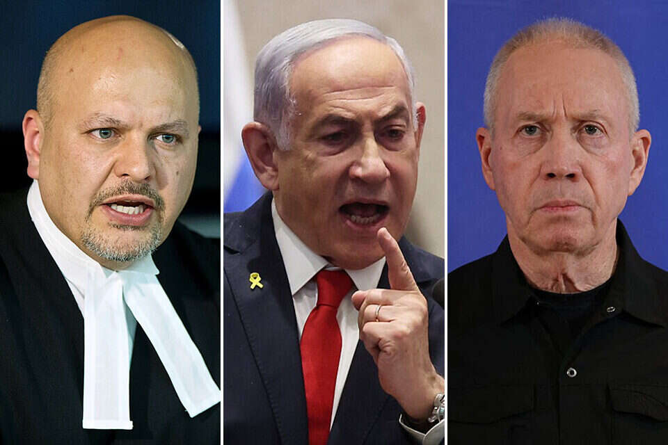 גלנט, נתניהו ותובע בית הדין קארים חאן , ללא קרדיט