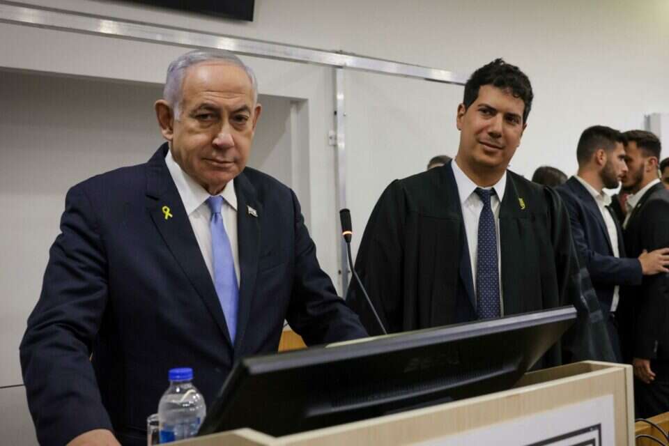 נתניהו ופרקליטו בבית המשפט , מרים אלסטר/פלאש90
