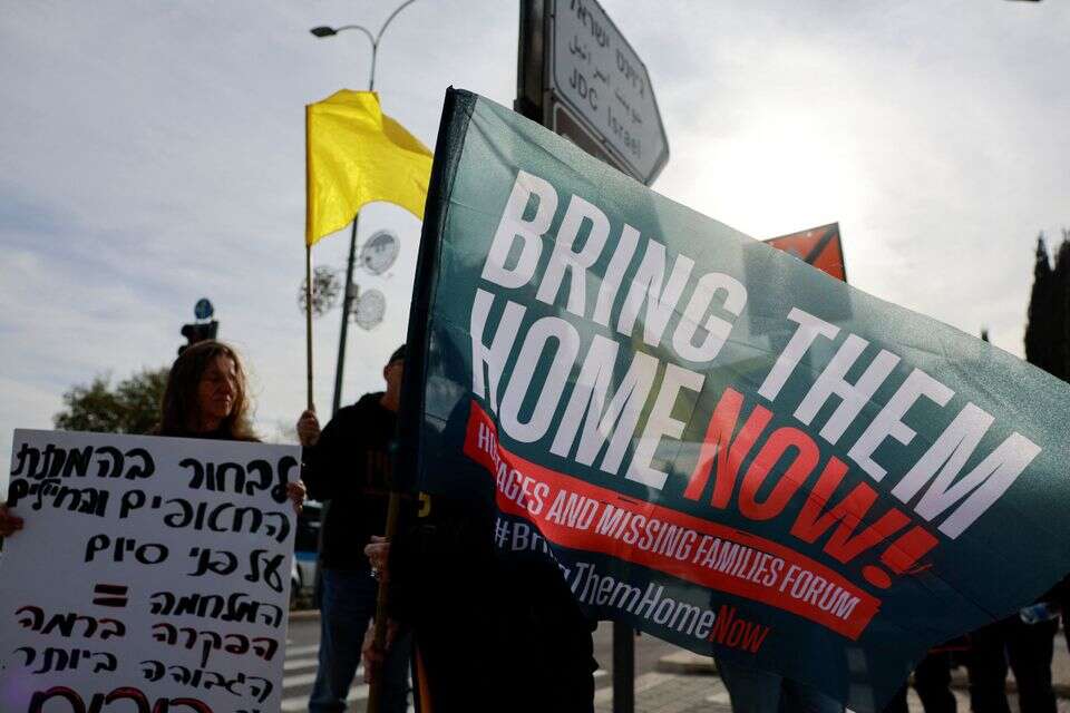 הפגנה בעד השבת החטופים וחתימה על העסקה , רויטרס