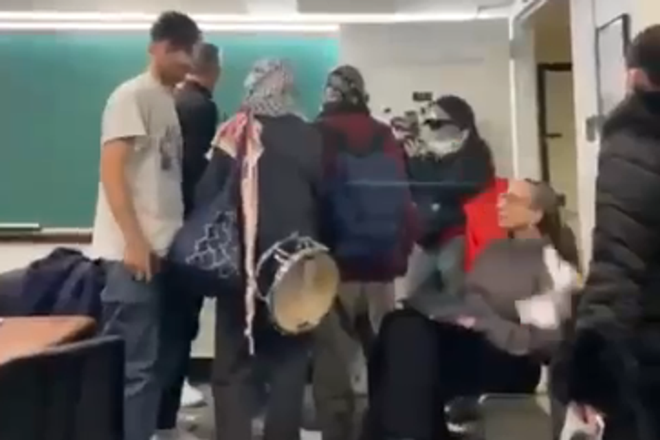 אירוע אנטישמי באוניברסיטת קולומביה , צילום מסך
