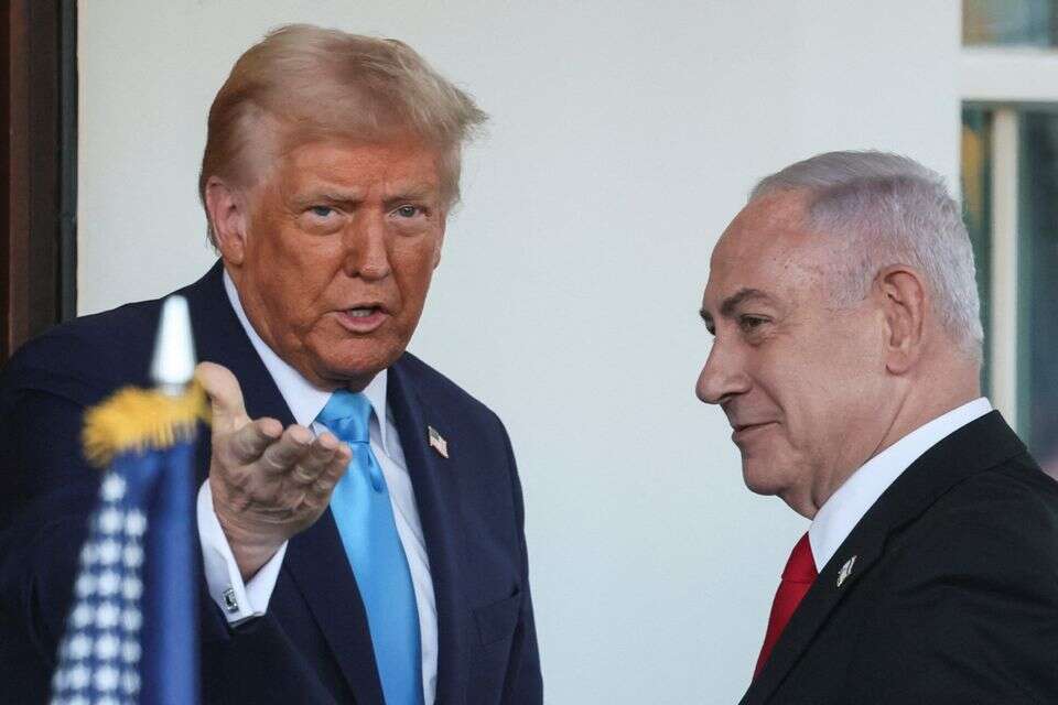 טראמפ ונתניהו לפני פגישתם בבית הלבן , רויטרס