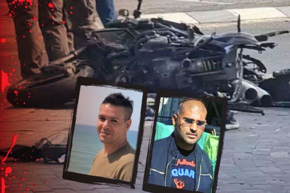 זירת האירוע בצומת אודים , למטה מימין: מאור בן דוד ואייל יהודה
ז"ל , תיעוד מבצעי מד"א