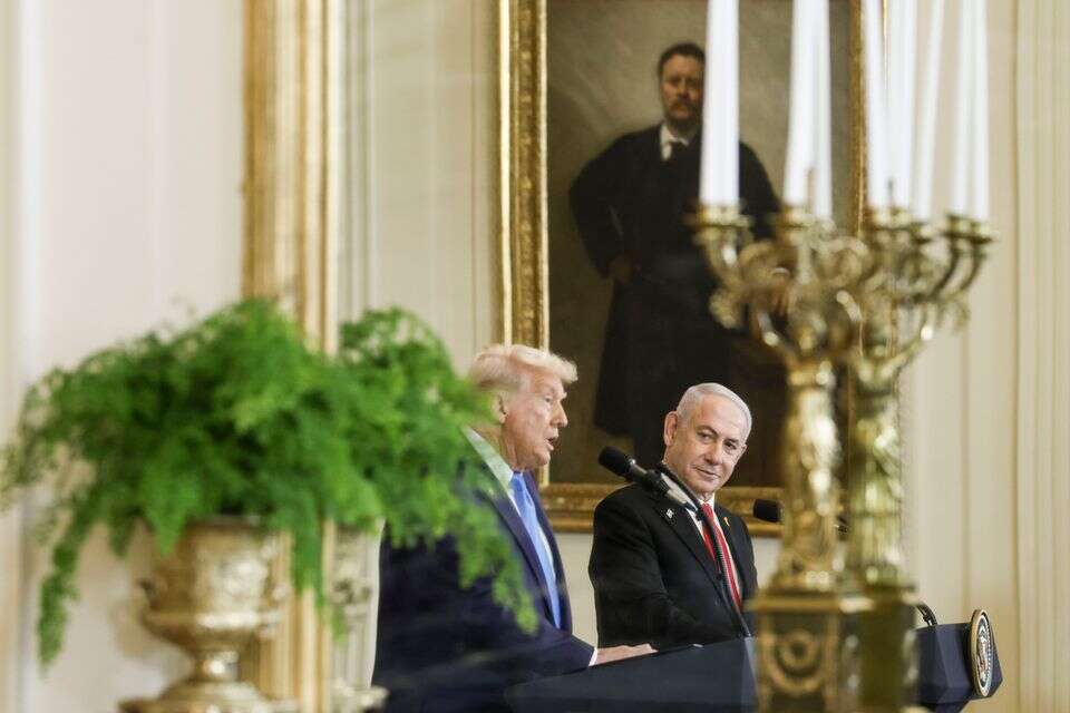 נתניהו וטראמפ במסיבת העיתונאים , אי.פי.אי