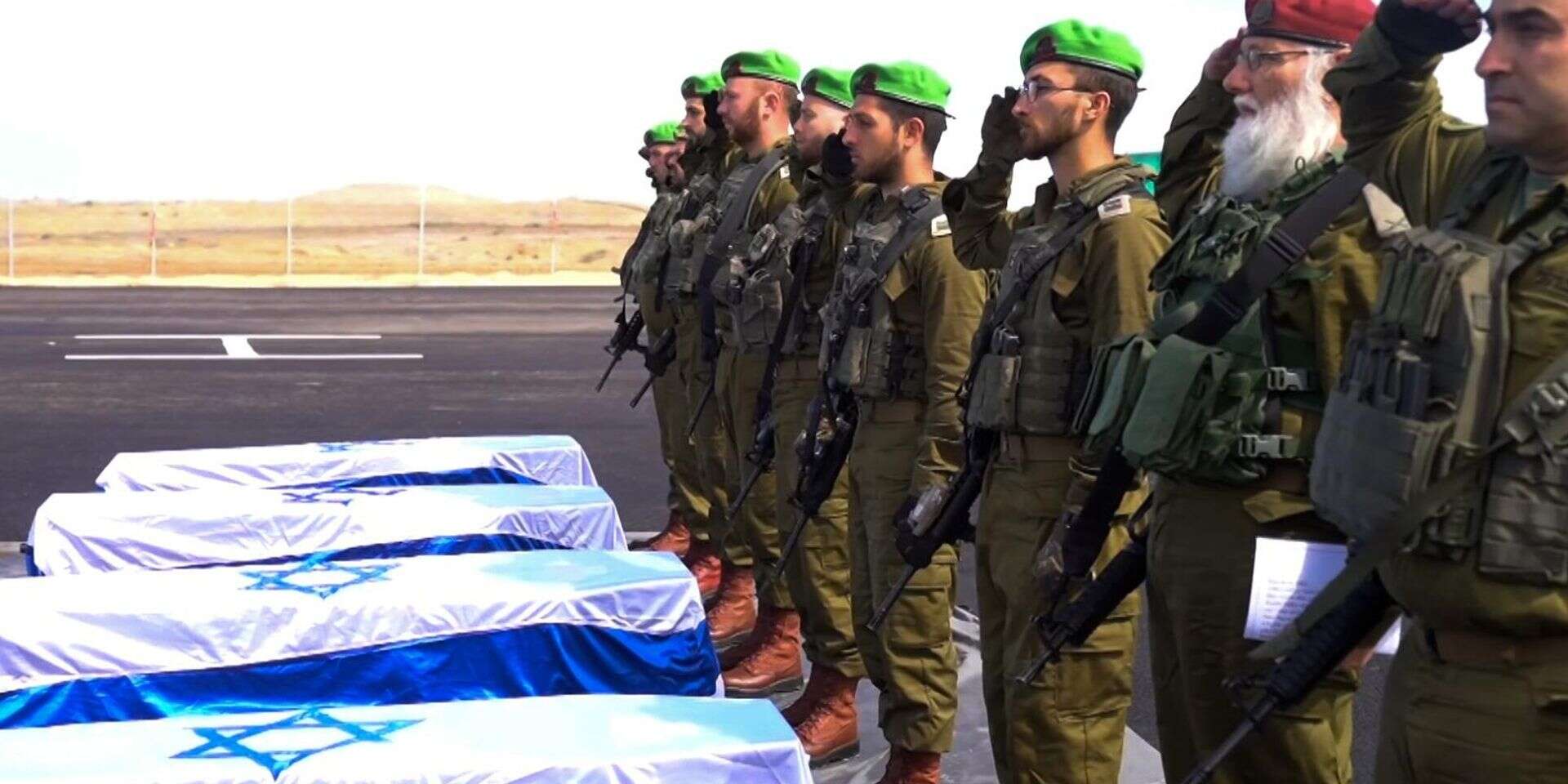 ארונות עטופים בדגלי ישראל: הטקס הצבאי לחטופים החללים , דובר צה"ל