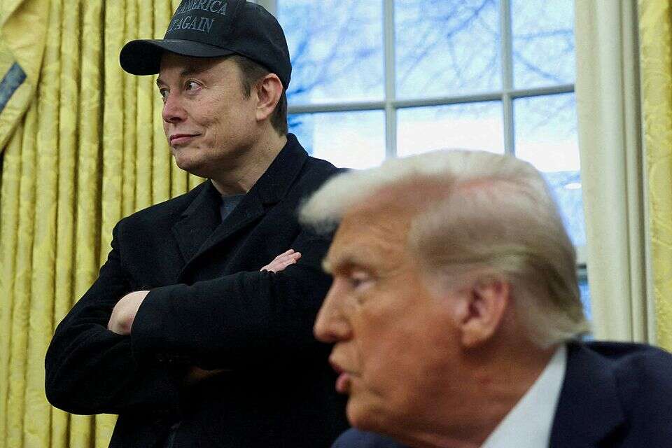 אילון מאסק והנשיא טראמפ בבית הלבן , רויטרס
