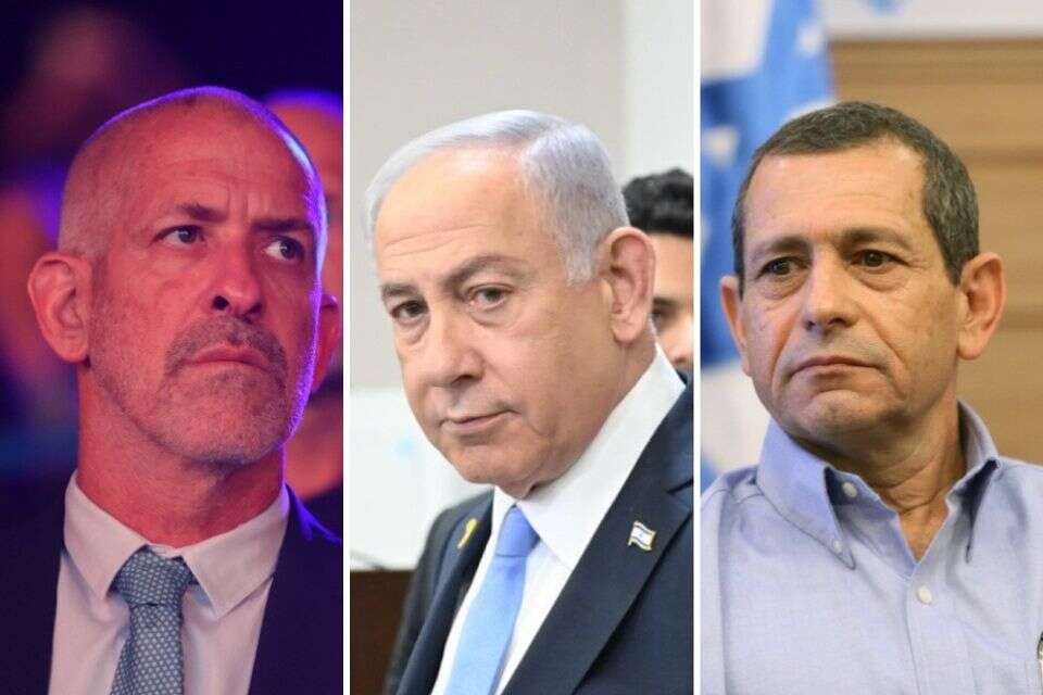 נתניהו, נדב ארגמן ורונן בר. , צילום: יהונתן שאול / הדס פרוש / אורן בן חקון