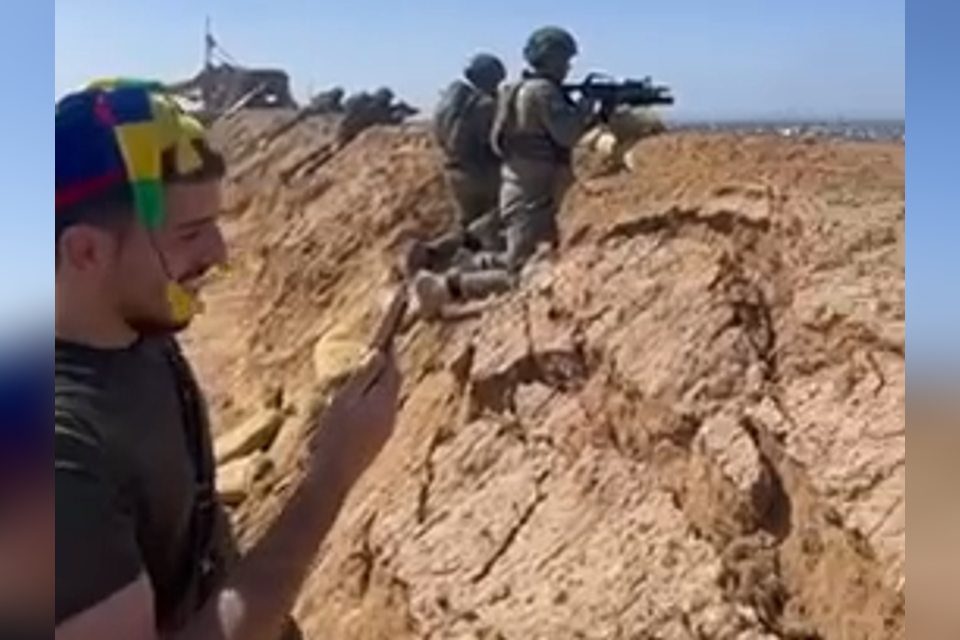 כך ציינו חיילי המילואים את חג הפורים בגבול הרצועה , צילום מסך