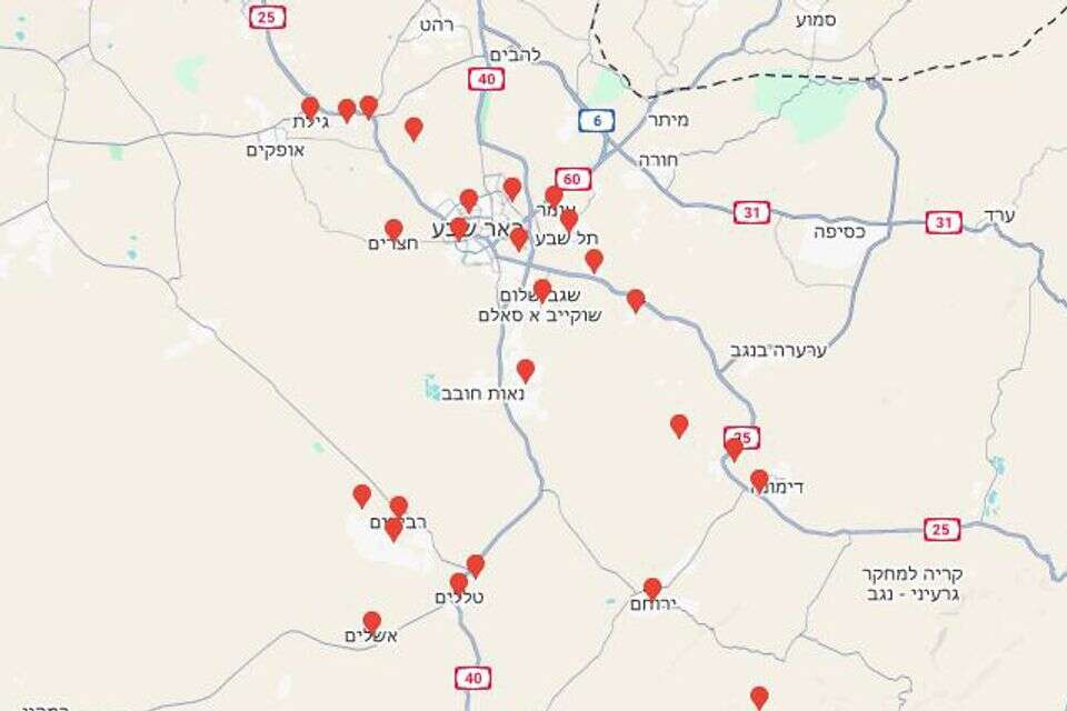 ההתראות שהופעלו בדרום , ללא