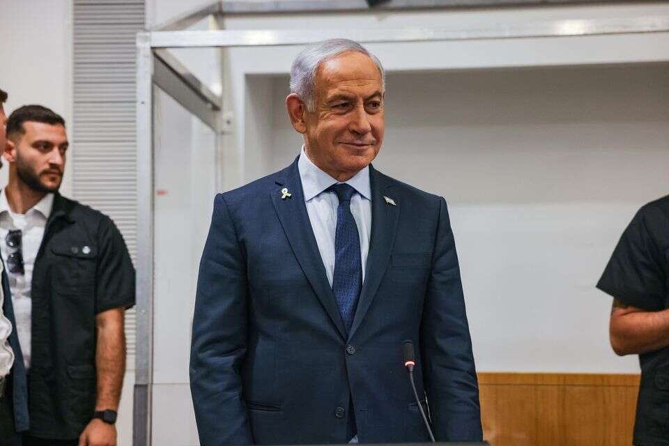 ראש הממשלה בנימין נתניהו בבית המשפט ביום העדות ה-22 , מרים אלסטר/פלאש90