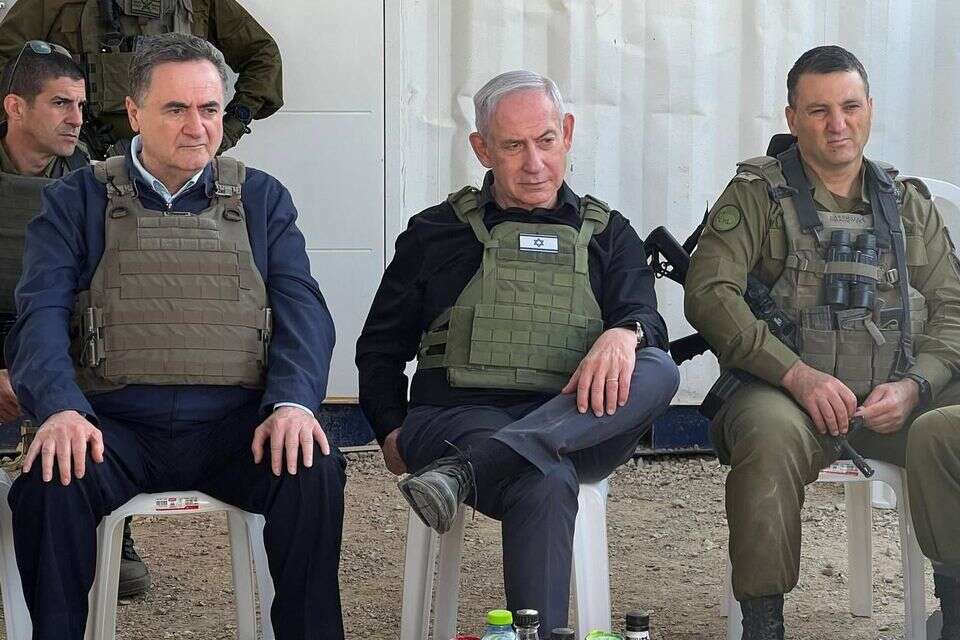 ראש הממשלה נתניהו בצפון רצועת עזה עם כ"ץ , חיים צח/ לע״מ