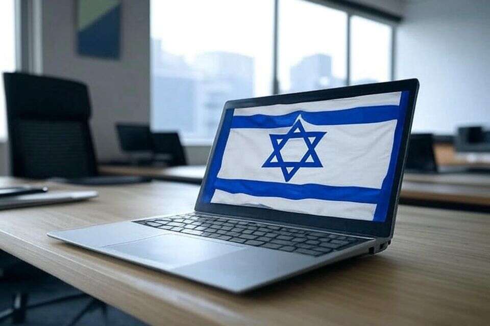 דגל ישראל על מחשב במשרד הייטק , גרוק