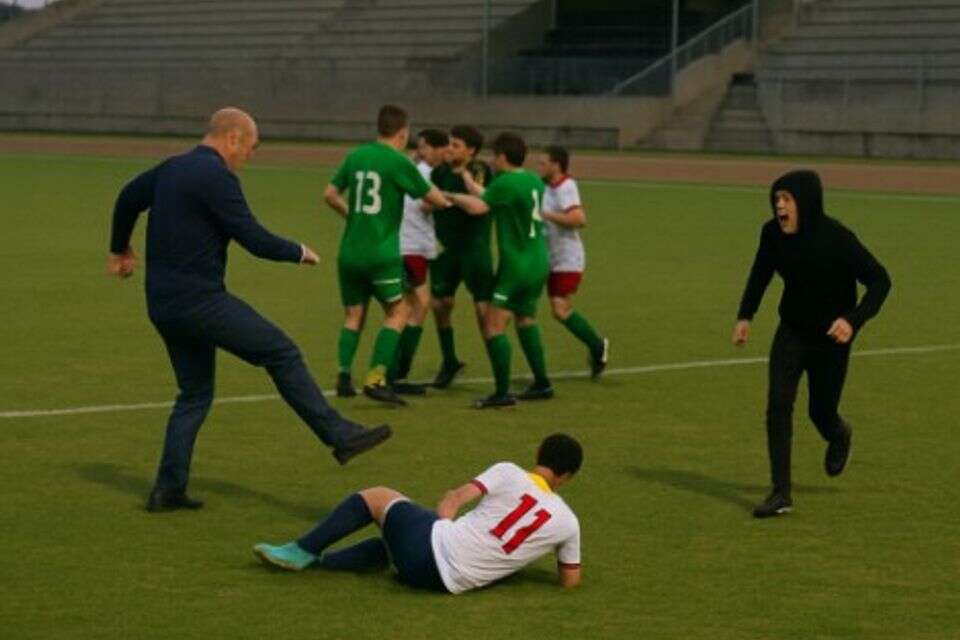 אירוע אלימות במגרש כדורגל בטירה , אילוסטרציה ב-AI, Chat GPT