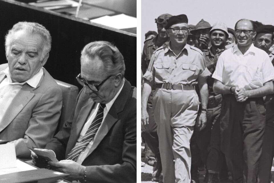 השאלה היא לא על מה מסכימים – אלא על מה מוותרים: בגין ואשכול, פרס ושמיר , צילום: מתוך ערוץ 12 צילומים: הרנן חנניה/לעמ, משה מילנר/לעמ