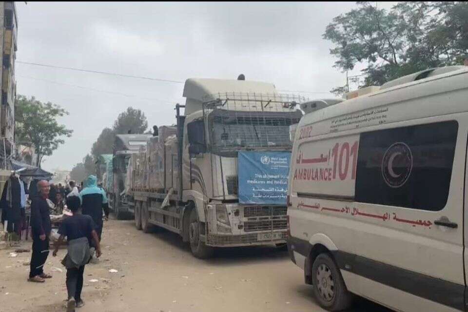 משאיות סיוע הומניטרי בעיר עזה (ארכיון) , מג'די פתחי/TPS