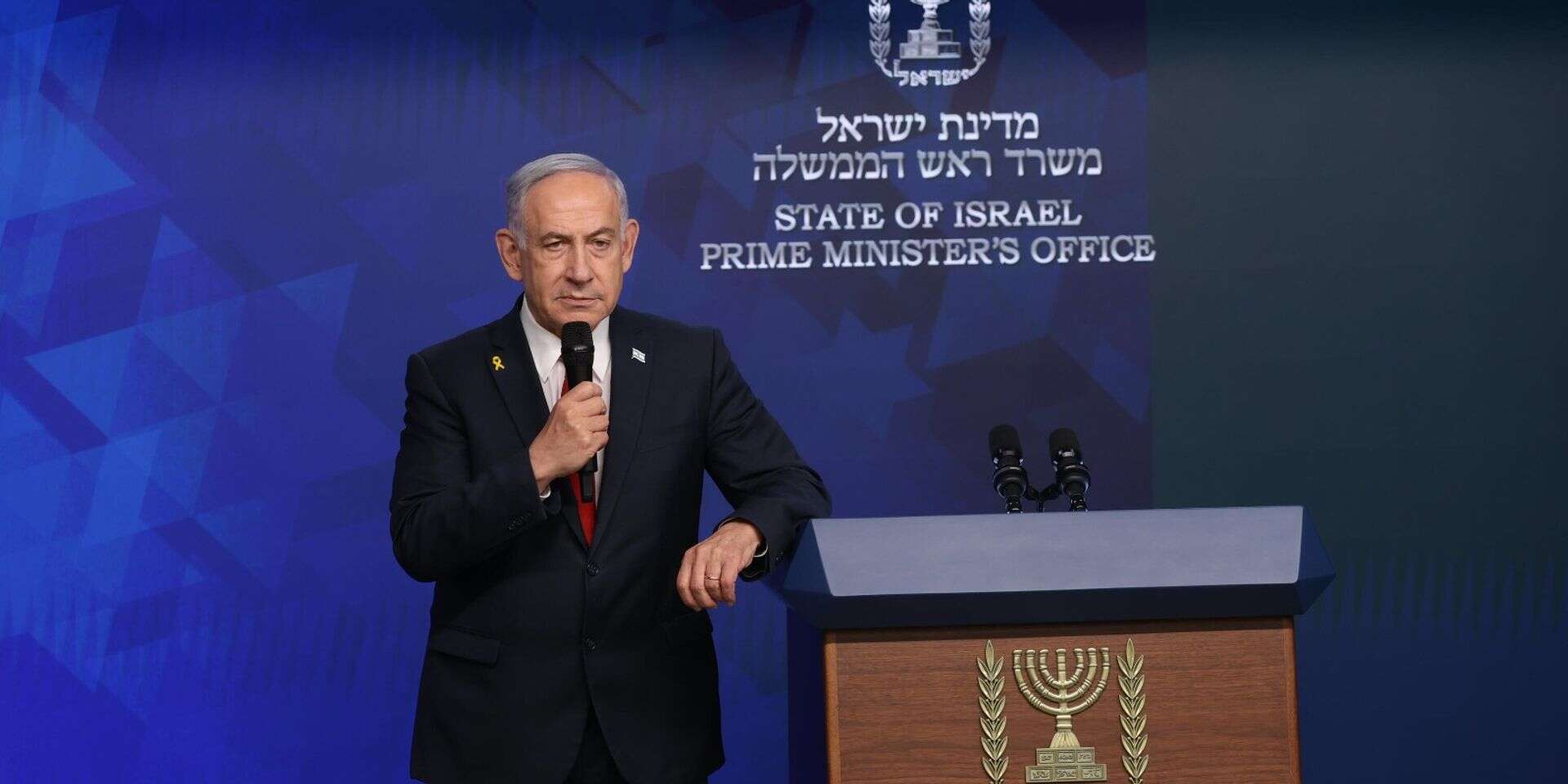 ראש הממשלה נתניהו במסיבת העיתונאים הראשונה שערך לאחר חמישה חודשים , צילום: אלכס קולומויסקי