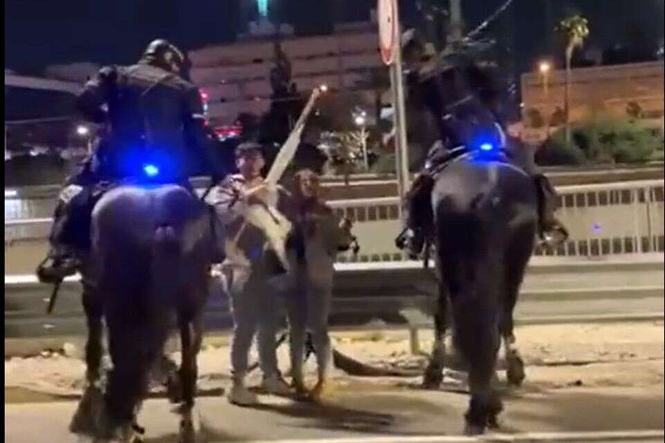 הפרש שהצליף במפגינה , ללא