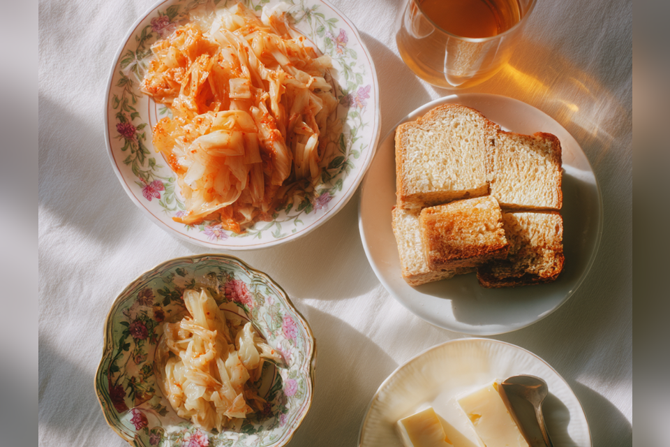 בוקר טוב, חיידקים טובים! 🌞🥬🧀🍵 מגוון מזונות פרוביוטיים על שולחן אחד – טעימים, צבעוניים ומחוללי איזון מבפנים.

 , 