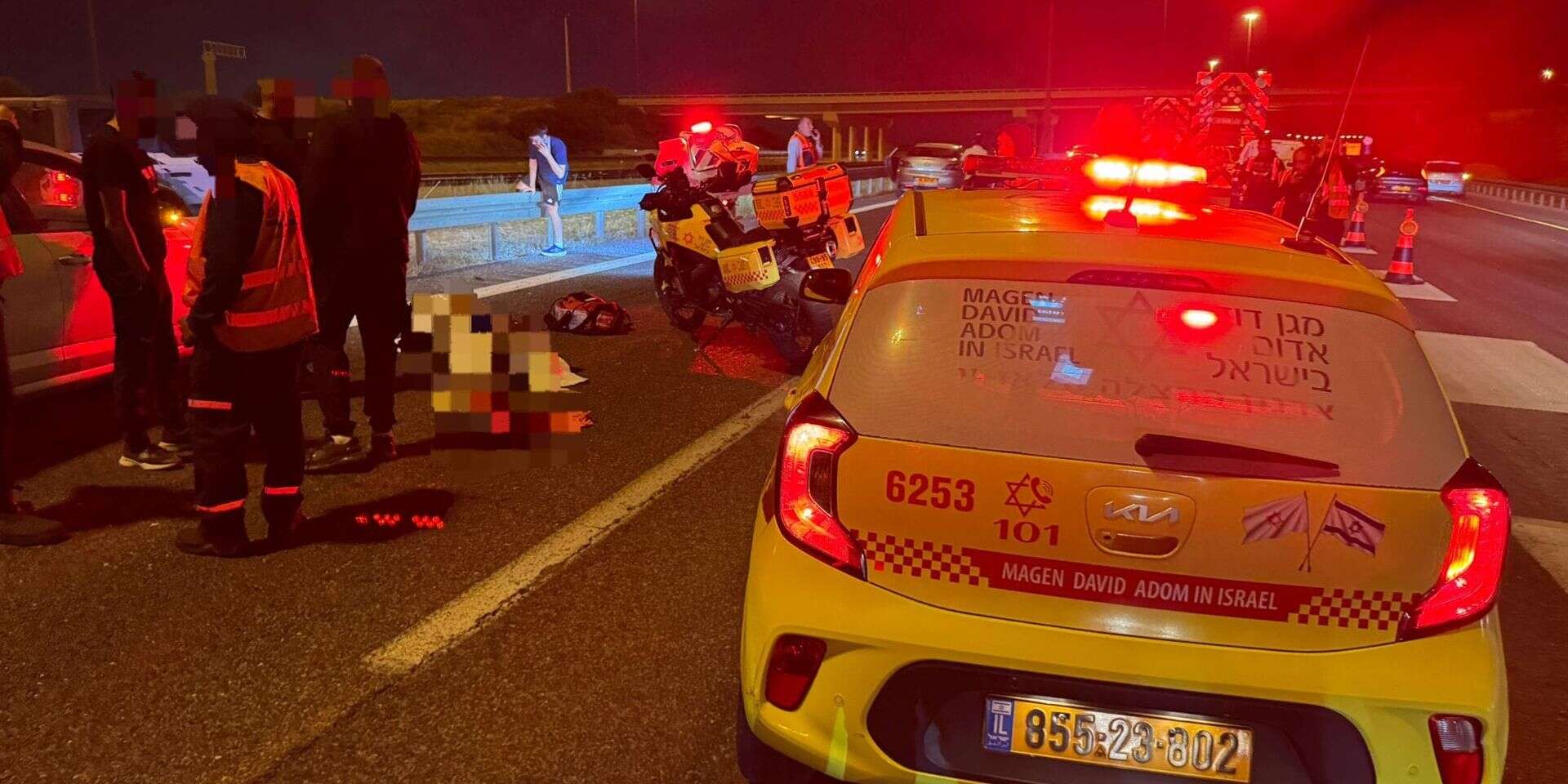 זירת התאונה במחלף שורק , דוברות מד"א