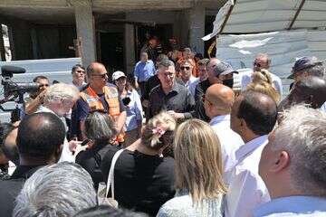 שר החוץ גדעון סער באתר פגיעת הטיל בבת ים , שלומי אמסלם, לע״ם