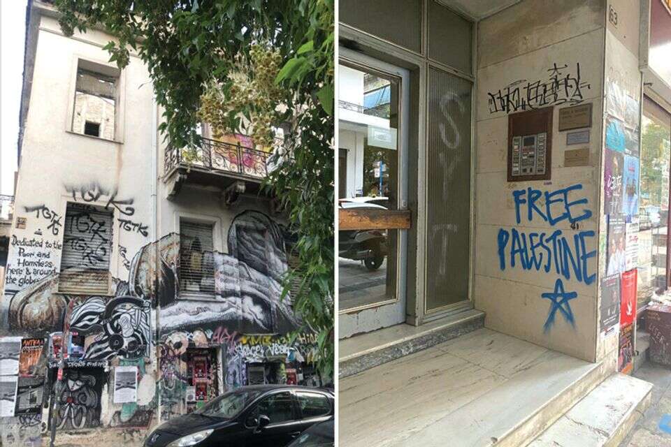 גרפיטי נגד ישראל באתונה , ישראל היום