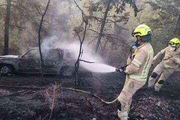 אדם ללא רוח חיים אותר ברכב שרוף ביער ביריה , כב"ה צפון