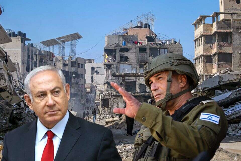 נתניהו וזמיר על רקע עזה , אי.פי.אי/אלכס קולומויסקי