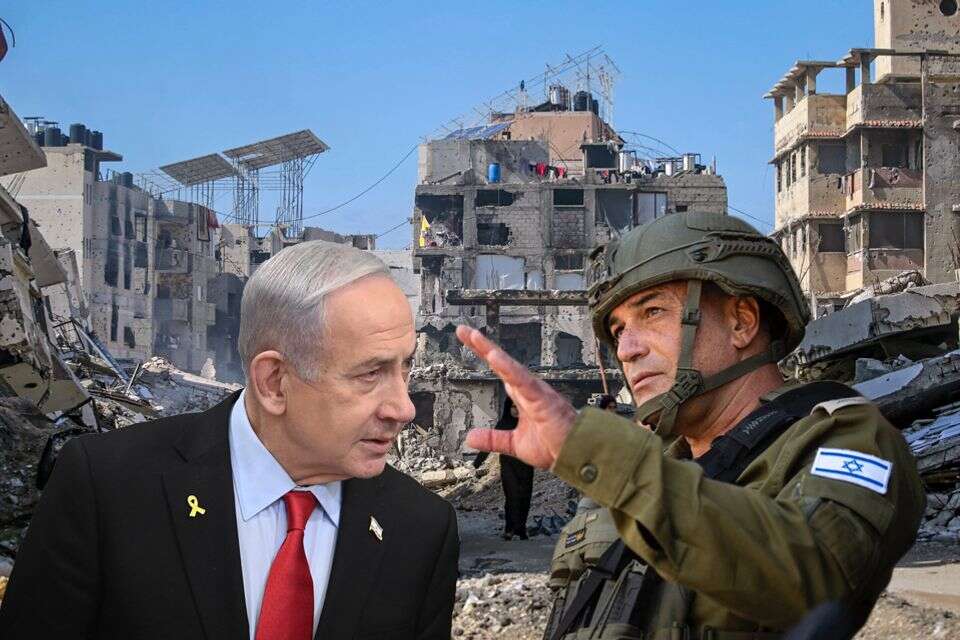 נתניהו וזמיר על רקע עזה , אי.פי.אי/יאיר שגיא