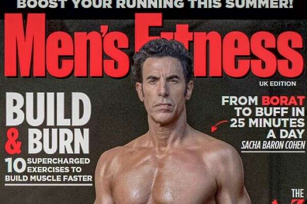 סשה ברון כהן על שער מגזין "Men's Fitness" , צילום מסך