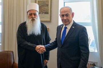 נתניהו נפגש עם המנהיג הרוחני של העדה הדרוזית השייח' מוואפק טריף , מעיין טואף/ לע"מ