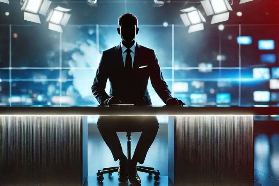 החליט לא להביא עוד ילדים. מגיש טלוויזיה , נוצר באמצעות בינה מלאכותית