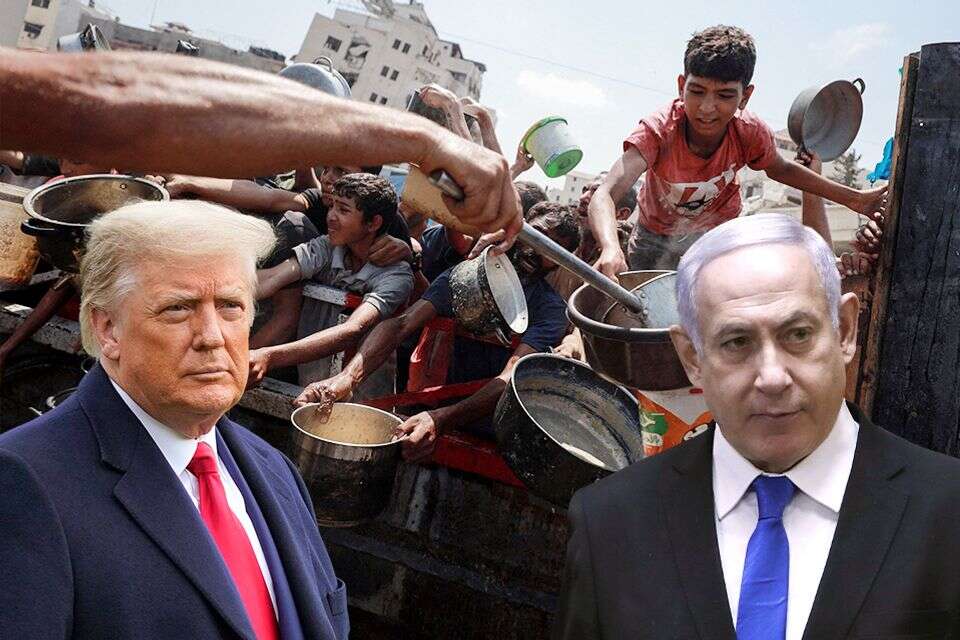 טראמפ ונתניהו על רקע רצועת עזה , אי.פי.איי, אי.פי, רויטרס