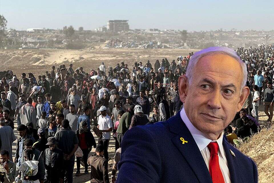 נתניהו על רקע עזה , חיים-גולדברג/פלאש90, אי.אף.פי