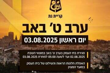 עיריית קריית גת דורשת מעסקים להאפיל את חלונות הראווה בתשעה באב , עיריית קריית גת