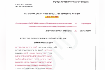 ביום הדחתו מתפקיד ועדת חוץ וביטחון: ח"כ יולי אדלשטיין חושף לציבור את טיוטת חוק הגיוס , צילום מסך 