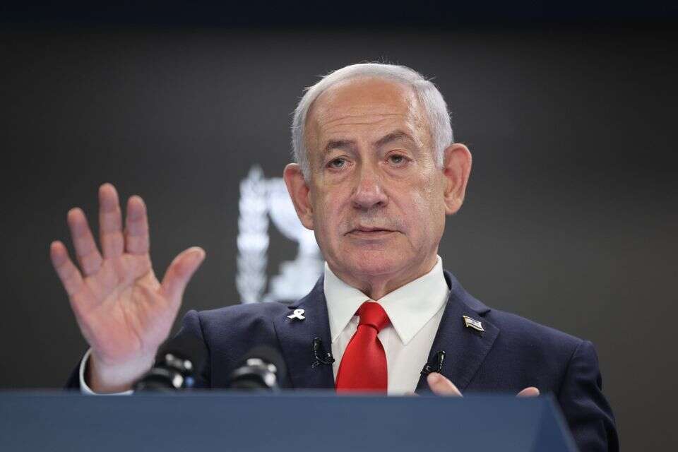 ראש הממשלה בנימין נתניהו במסיבת עיתונאים לתקשורת הזרה (ארכיון) , אי.פי.אי