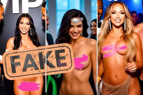 זיופי AI של ג'ניפר לופז, גל גדות וקים קרדשיאן , מתוך סרטונים שיוצרו ב-AI על ידי Grok