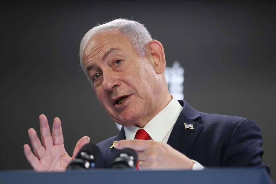 ראש הממשלה בנימין נתניהו במסיבת עיתונאים לתקשורת הזרה , אי.פי