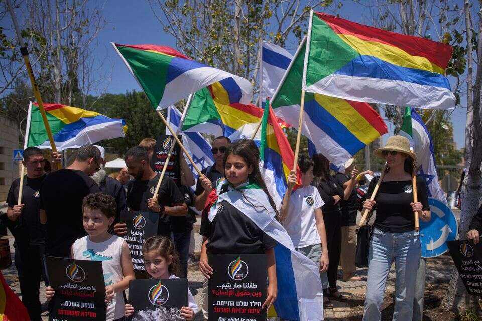 דרוזים ישראלים מפגינים למען הדרוזים בסוריה , אי.פי
