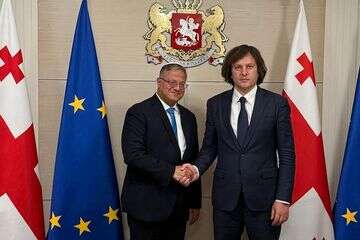  השר בן גביר עם ראש הממשלה הגיאורגי, איראקלי קובאחידזה , לשכת השר בן גביר