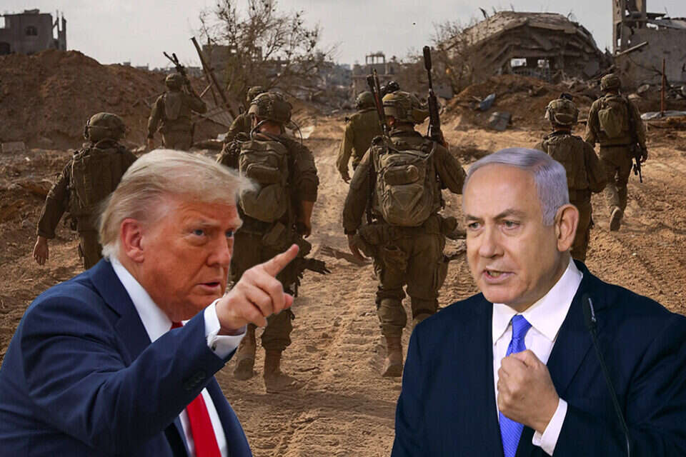 נתניהו וטראמפ על רקע רצועת עזה , דובר צה"ל, קוקו, רויטרס