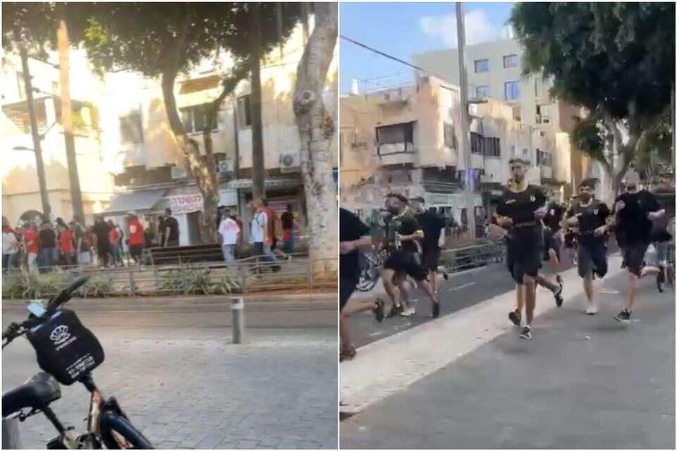 עימותים בין אוהדי הפועל תל אביב לבית"ר ירושלים , צילום מסך