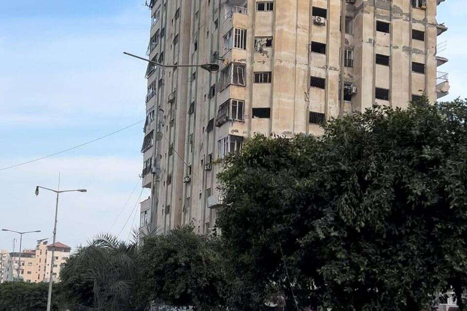 "בניין מכה", שלפי דיווחים בעזה הוא זה שהותקף ,