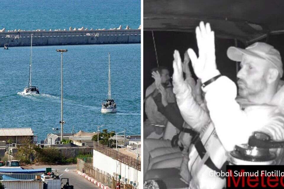 חברי המשט בעת ההשתלטות הישראלית בלילה, ועגינת הספינות בנמל אשדוד הבוקר , AFP
